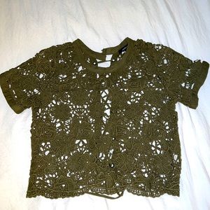 Floral Olive green top